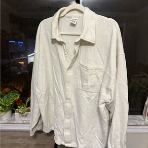 PINK Victoria's Secret Cream Button-Down Shirt Jacket